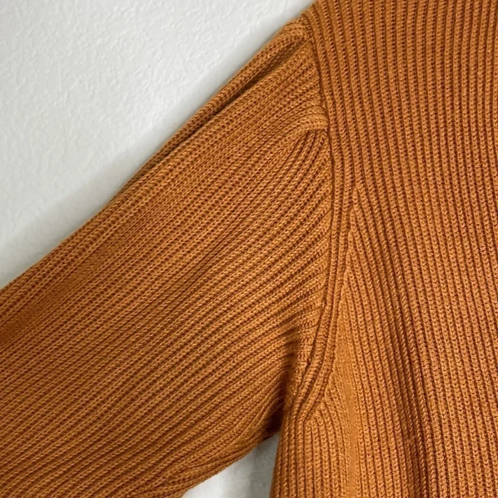 Anthropologie Free People v-neck brown/orange ribbed thick sweater medium